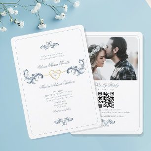 Invitación a una boda de fotos azul turquesa con Q