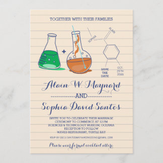 Invitación a una boda de fotos de química verde y