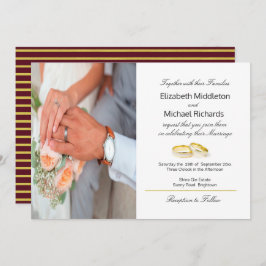 Invitación a una boda de fotos elegante con oro de