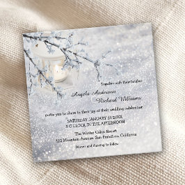 Invitación a una boda de invierno con una nieve br