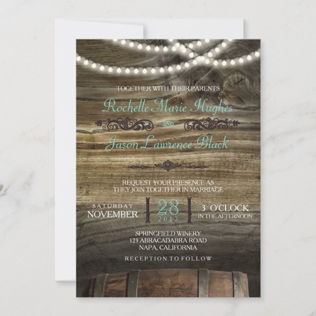 Invitación a una boda de invierno rústica (Anverso)