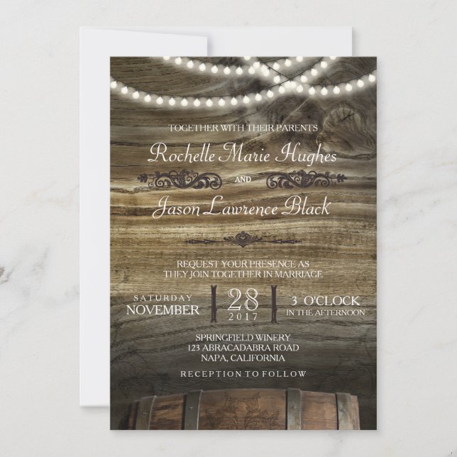 Invitación a una boda de invierno rústica (Anverso)