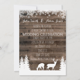 Invitación a una boda de invierno rústica - ciervo
