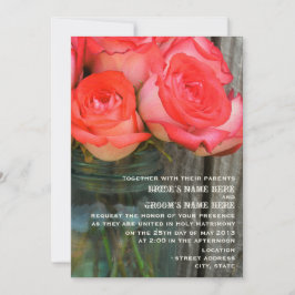 Invitación A Una Boda De Madera De Mason Jar Barn