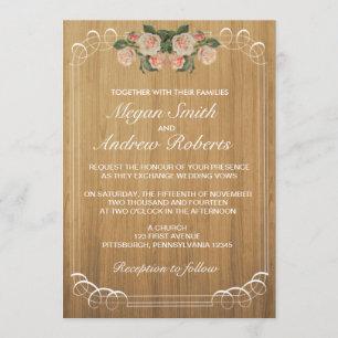 Invitación a una boda de madera rústica