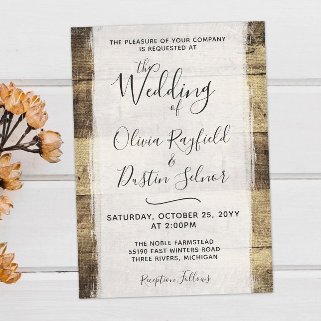 Invitación a una boda de madera rústica | Granja r (Subido por el creador)