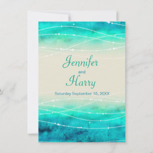 Invitación a una boda de mares brillantes pintada 