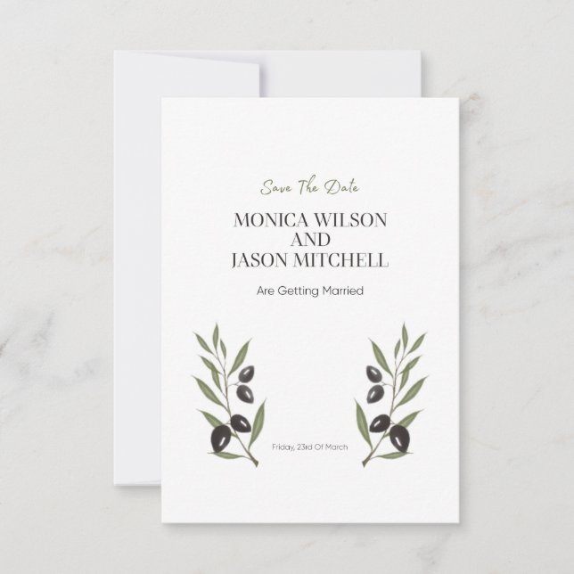 Invitación a una boda de marfil con una simple pri (Anverso)