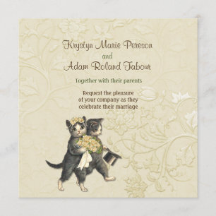 Invitación a una boda de marfil para gatos posh
