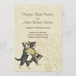Invitación a una boda de marfil para gatos posh
