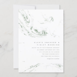 Invitación a una boda de martillaje verde sage mod