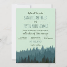 Invitación a una boda de montaña rusa en verde azu
