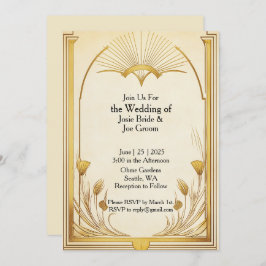 Invitación a una boda de oro en Art Nouveau