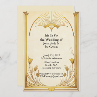 Invitación a una boda de oro en Art Nouveau