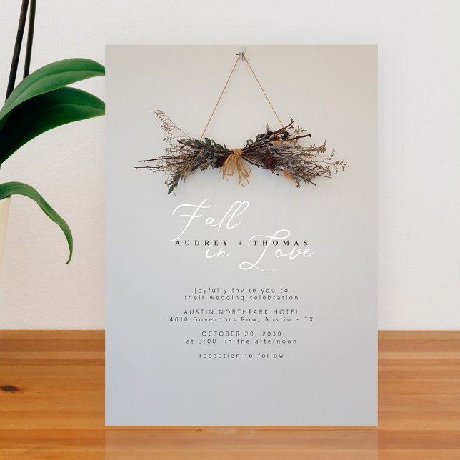 Invitación a una boda de otoño rústica con flor se (Rustic Fall Wedding with Dried Flower Accents Invitation)