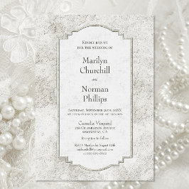 Invitación a una boda de piedra tallada en gris pá