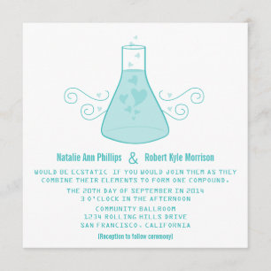 Invitación a una boda de química dulce Aqua