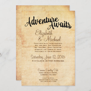 Invitación a una boda de viaje de aventura rústica