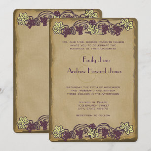 Invitación a una boda de viñedos rosados Art Nouve