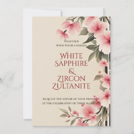 Invitación a una boda elegante con flores rosadas 