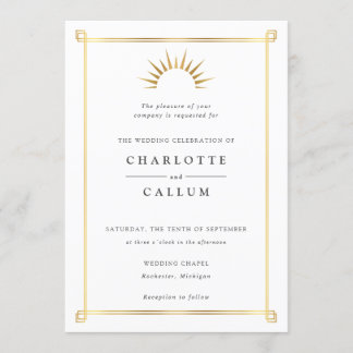 Invitación a una boda elegante de arte deco