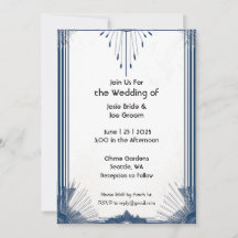 Invitación a una boda elegante en blanco y azul