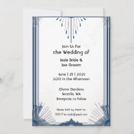 Invitación a una boda elegante en blanco y azul