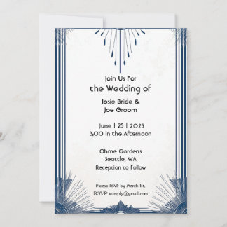 Invitación a una boda elegante en blanco y azul
