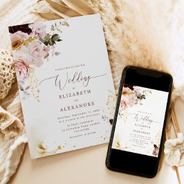 Invitación a una boda elegante por la caída del or