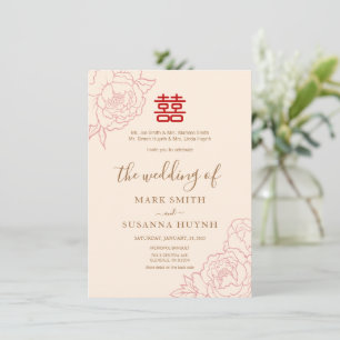 Invitación a una boda elegante y doble felicidad c