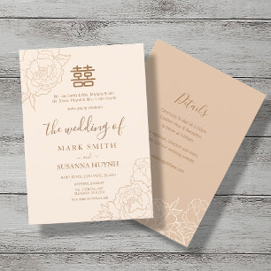 Invitación a una boda elegante y doble felicidad c