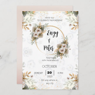 Invitación a una boda elegante y moderna en tonos 