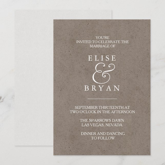 Invitación a una boda elegante y sencilla (Anverso / Reverso)