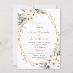 Invitación a una boda en flor blanca