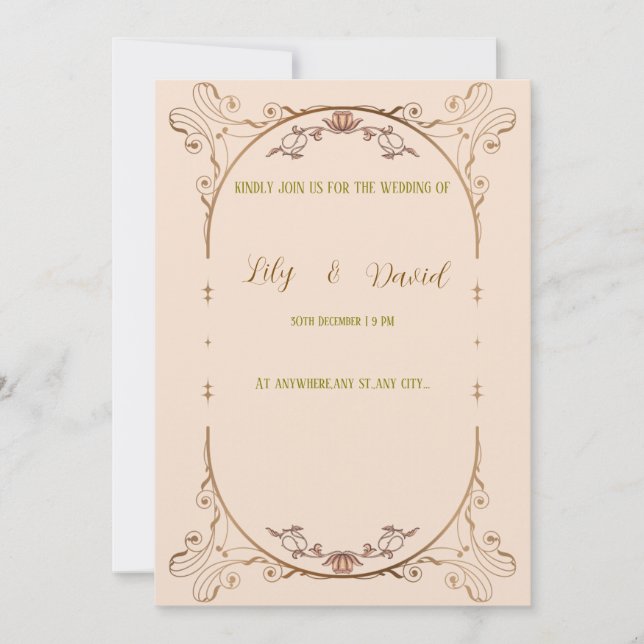 Invitación a una boda en la frontera Art Nouveau. (Anverso)