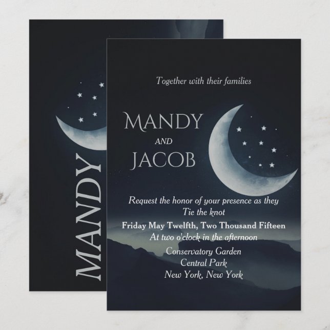 Invitación a una boda en luna creciente (Anverso / Reverso)