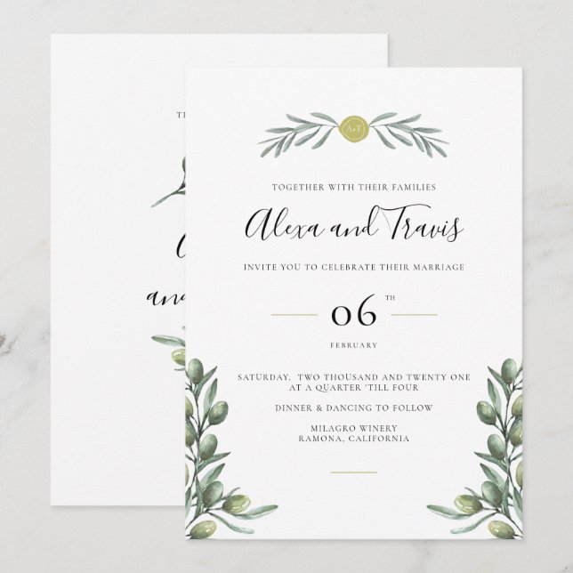 Invitación a una boda en un jardín italiano (Anverso / Reverso)