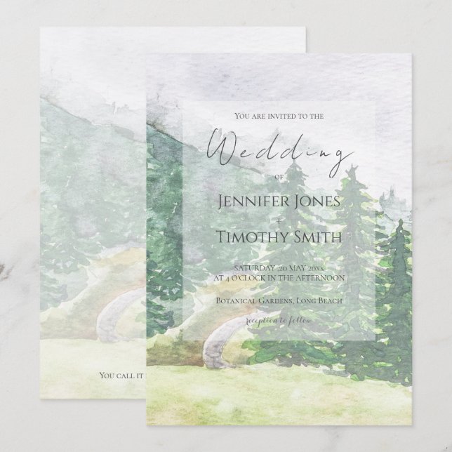 Invitación a una boda en un pinar de Suiza (Anverso / Reverso)