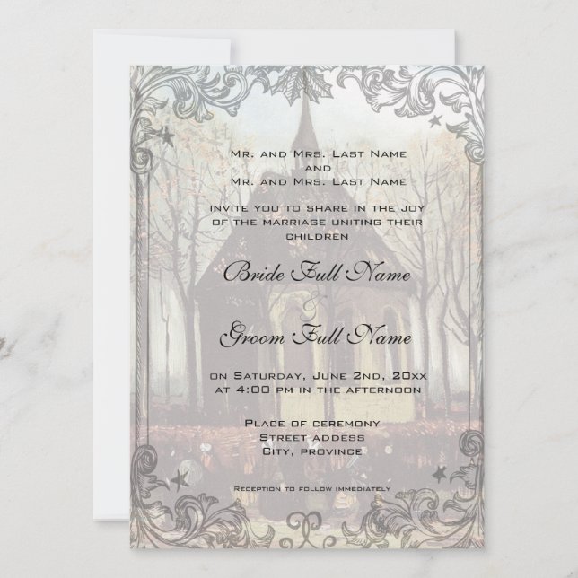 Invitación a una boda en una iglesia de campo (Anverso)