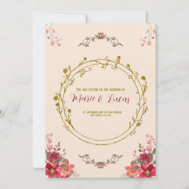 Invitación a una boda floral Art Nouveau