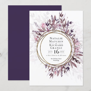 Invitación a una boda floral de arte campestre,