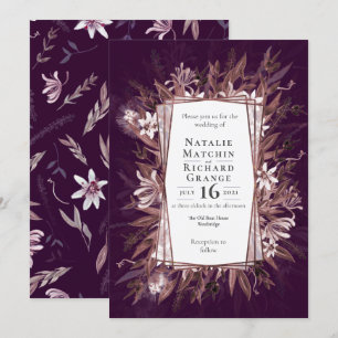 Invitación a una boda floral de arte campestre,