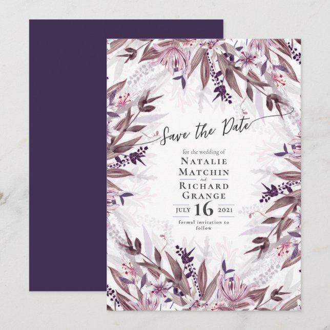 Invitación a una boda floral de arte campestre, in (Anverso / Reverso)