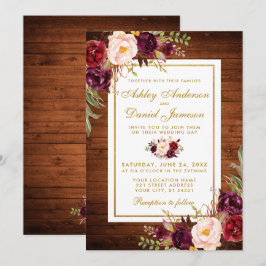 Invitación a una boda floral de Boda rústico Wood