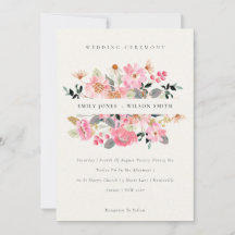 Invitación a una boda floral de color rosa vivo