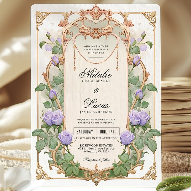 Invitación a una boda floral de estilo Art Nouveau (Subido por el creador)