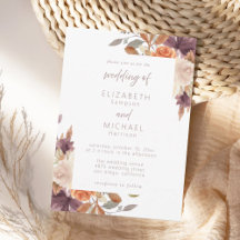 Invitación a una boda floral de otoño rústica y el