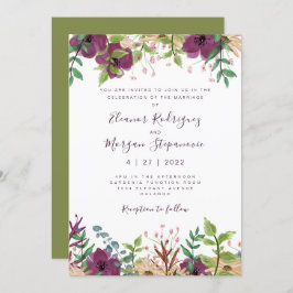 Invitación a una boda floral morada