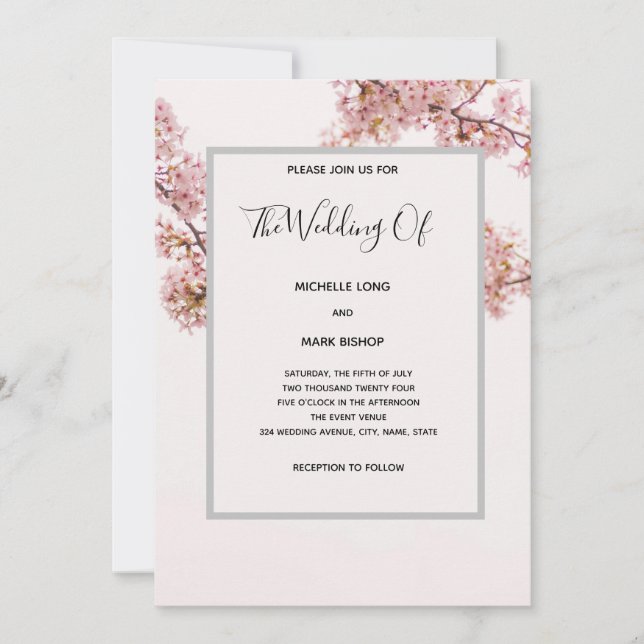Invitación a una boda floral romántica y moderna (Anverso)