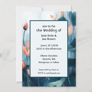 Invitación a una boda floral romántica y moderna